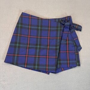 Only Our Story Women's Medium Plaid Skort Wrap Multicolor Tie Waist Academia Y2K